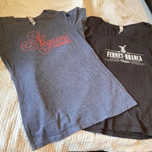 Lot of two tees: Fernet & Negroni (Campari) size small.